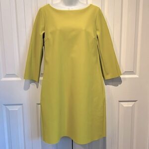 Chiara Boni La‎ Pettite Robe Chartreuse 3/4 Sleeve Shift Dress Size 44 EU 8 US